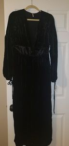 Free People black velvet long sleeve romper